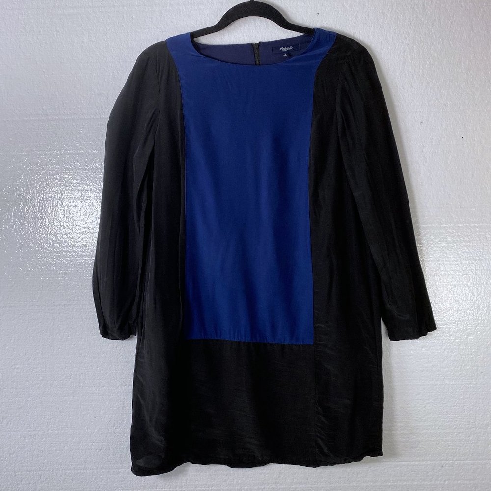 Madewell Small Silk Blend Long Sleeve Shift Dress